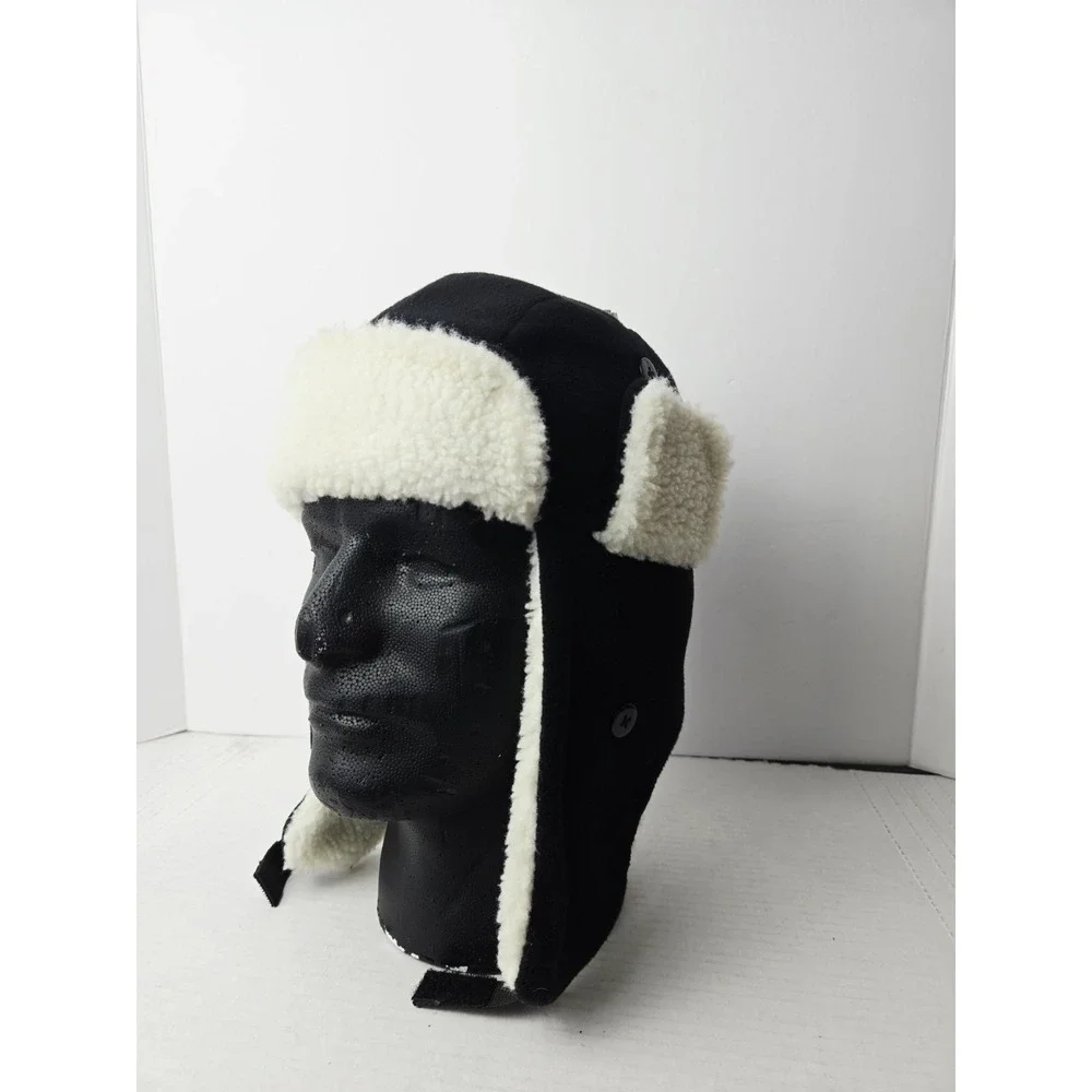 Winter Hat Kids Broner NWT fur trapper black size 6-10 years fleece